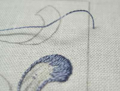 Lesson 5, Page 2 When you finish with color 160, if you still have stitching room left on your thread, take your needle from the back of the fabric to