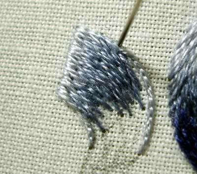 Begin shifting your stitch direction more dramatically in order to