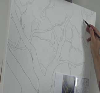 1 1. Transferring the image onto paper On page 7 there is an outline of the tree. From there we need to transfer the line work as accurately as we can with a graphite pencil.