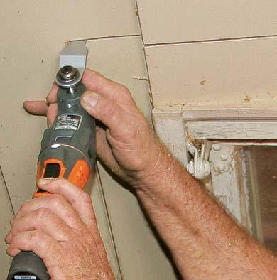 Plan the cuts to account for the height and width of the new window, the width of the casing, and an extra -in. space for a 4-in. caulk joint on all sides of the window. Connect the corners.