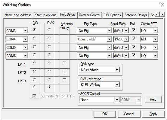 Select the proper Rig Type and the Port you used for Control in Router's Ports tab.