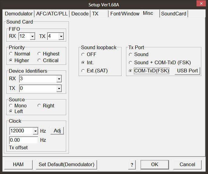 RTTY/Digital setup (FSK): Beginning in version 11.11, there are 12 different combinations that will give FSK transmission and reception with WriteLog and microkeyer II.