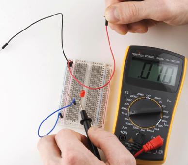 The multimeter can be used to measure the continuity of the whole circuit or just a portion.