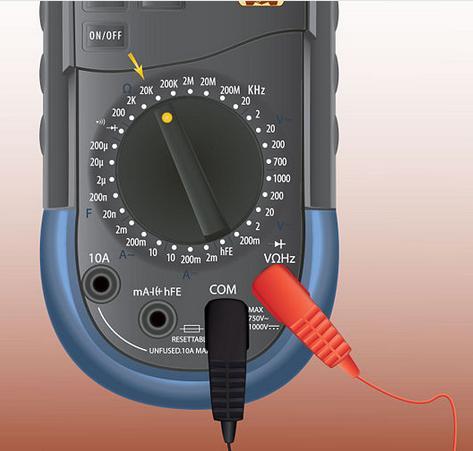 II. Twist the selector knob to set the multimeter to measure resistance.