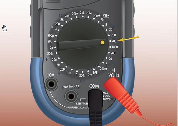 2. Voltage Measurement I. Connect the multimeter to a circuit. Put the black probe in the common terminal and the red probe in the terminal marked for measuring volts and ohms. II.