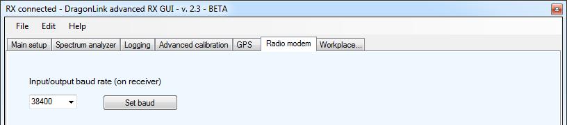 The radio modem is currently limited to 200 bytes/second down and 100 bytes/second up.