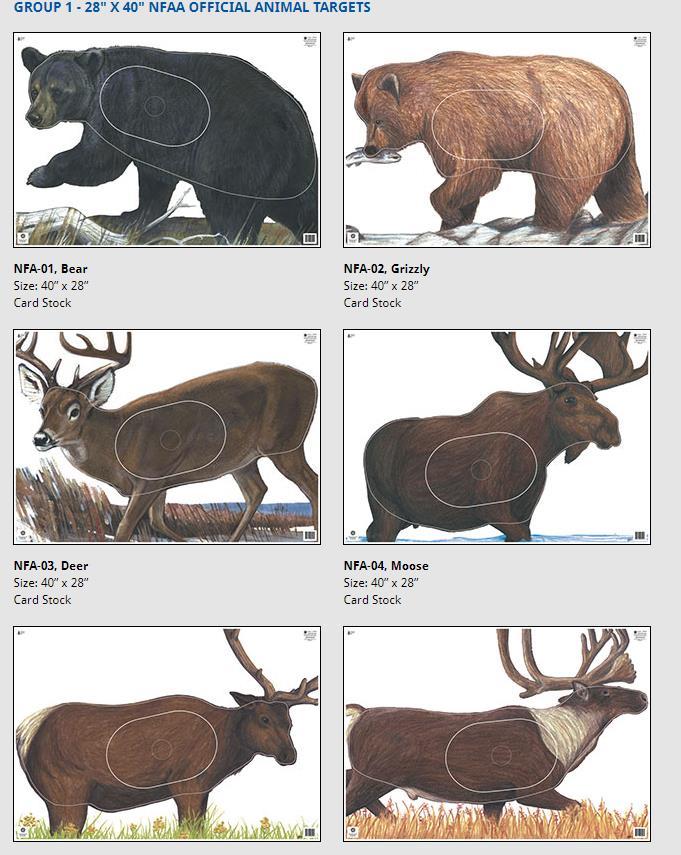 Animal Round Targets These are all the different NFAA paper