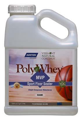 PolyWhey MVP Sport Floor Sealer is easy to apply, dries clear and quickly, and minimizes both grain raise and tannin pull.