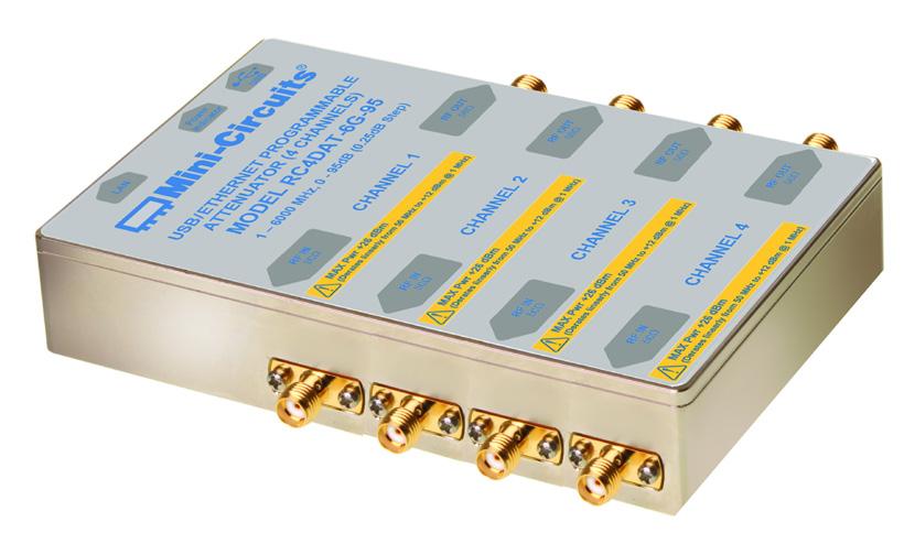 USB / Ethernet Programmable Attenuator 0 95 db, 0.25 db step 1 to 6000 MHz The Big Deal Four independently programmable channels Wide attenuation range, 95 db Fine attenuation resolution, 0.