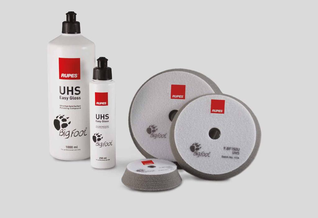 UHS POLISHING SYSTEM Designed for scratch resistant and high solid ceramic paints, the RUPES UHS Polishing System REMOVES IMPERFECTION AND LEAVES A HIGH-GLOSS FINISH IN JUST 1-STEP.