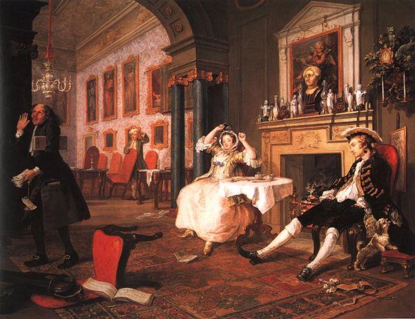 Describe this painting William Hogarth (1697-1764) Marriage a la Mode Scene