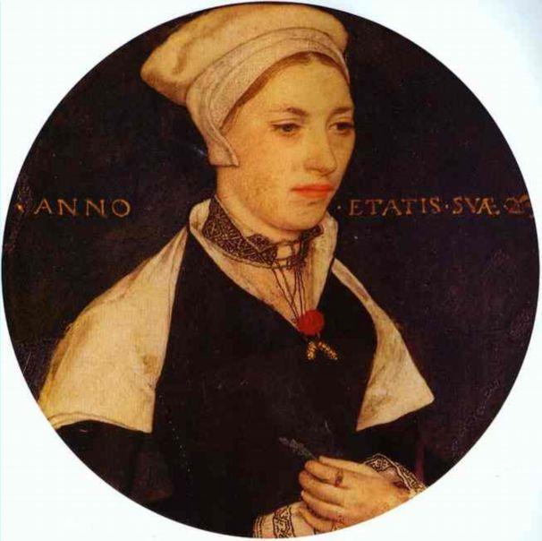 Describe this painting Hans Holbein the Younger (1497/8-1543) Portrait of Mrs