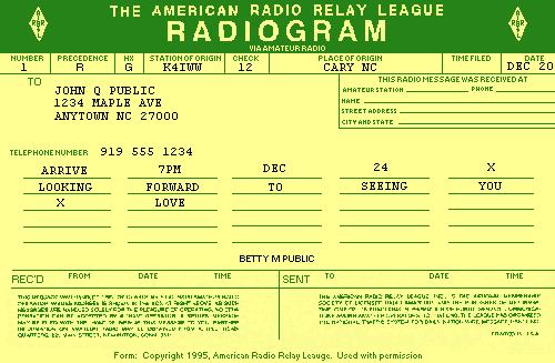 EXAMPLES OF FORMAL TRAFFIC - RADIOGRAM 6 NBEMS -