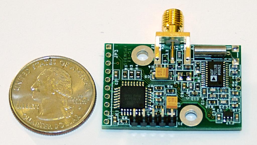 Stensat Transmitter Module Stensat Group LLC Introduction The Stensat Transmitter Module is an RF subsystem designed for applications where a low-cost low-power radio link is required.