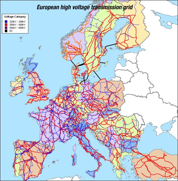 The highly meshed European high voltage grid network helps limit risks of