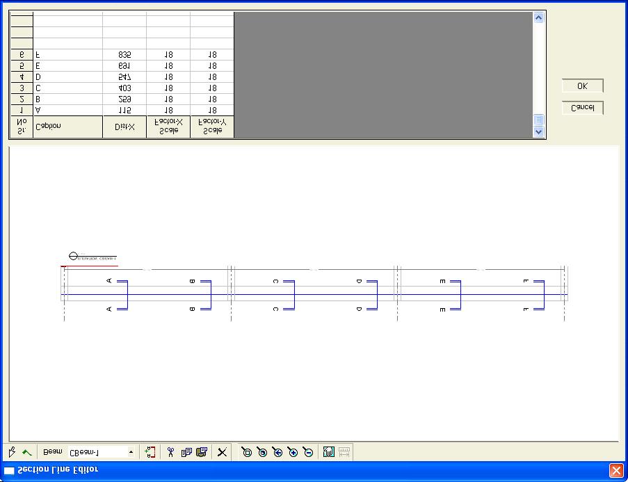 CSiDetailer User s Manual Figure 5-2: Section Line Editor for Beams Add a new section line as follows: 1.