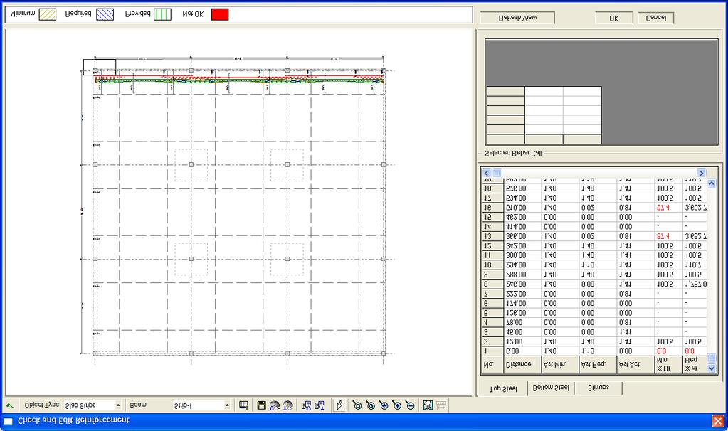 CSiDetailer User s Manual Figure 5-3 Check and Edit Reinforcement form When the form is activated, it displays the slab plan by default, showing graphically the rebar details for Strip1.