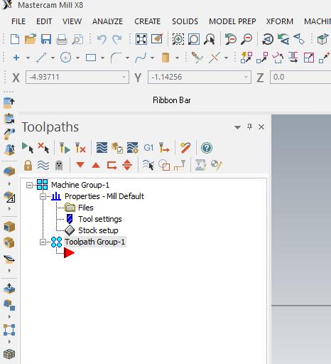 Stock Setup The Toolpath Operations Manager is the tool palette that is docked on the left of the screen. It is titled Toolpaths.