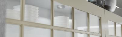 Comfort light (right): Wall units with internal lighting for indirect light and