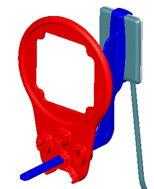 3. AimRight Holders 3.1. Bitewing Holder This holder is color-coded BLUE. ILLUSTRATION Grip-Style Bitewing Holder on Sensor (Horizontal bitewing image) Sheath required but not shown USAGE 1.