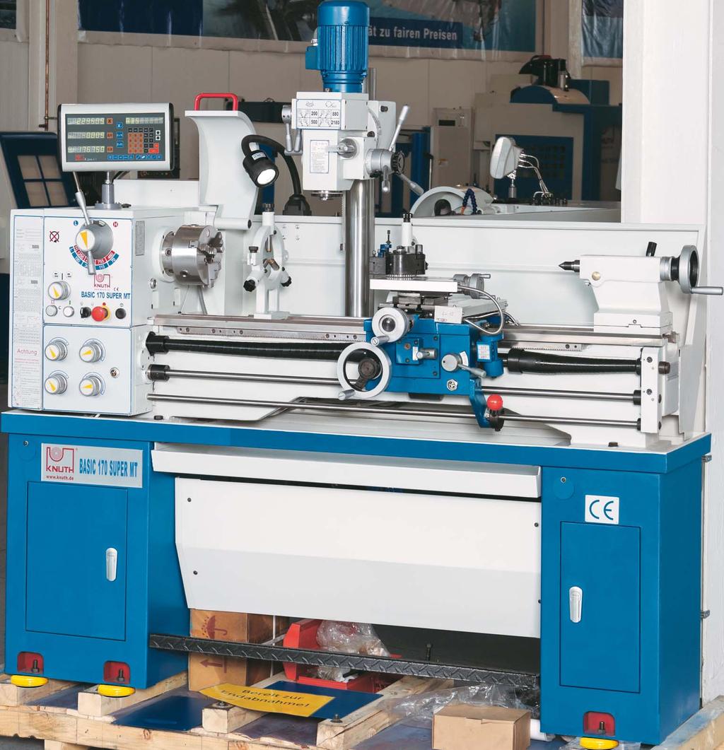 the column For additional options for this machine, visit our website and search for Basic 170 Super MT (product search) Standard Equipment of Lathe: See page 124 (except foot brake pedal) Standard