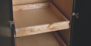 DRWER OPTION Standard Sliding Shelf 3/4"* solid wood dovetail sides with 1/4" laminate plywood