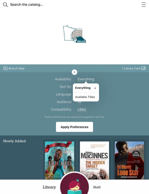 Selecting an audience is a lot like selecting Juvenile, Young Adult, or Adult Collections. Once you have selected you preferences, select Apply Preferences. Tap the + to set your preferences.