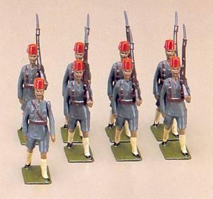 Britains special paint - Egyptian Infantry, 1938. From Source 1. The figures shown here are a paint variation of the King's African Rifles figures, representing Egyptian infantry.