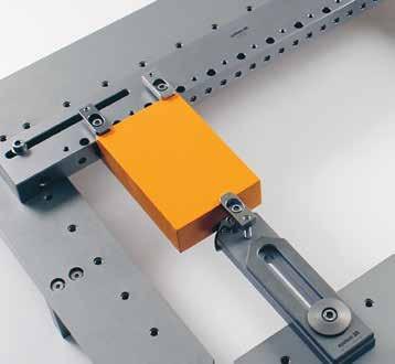 Fits machine tables with hole pitch 160-330 mm. Dimensions: 350x60x30 mm Clamping range: 160-330 mm. EconoRuler, 3R-209-610 Universal ruler for mounting directly on the machine table.