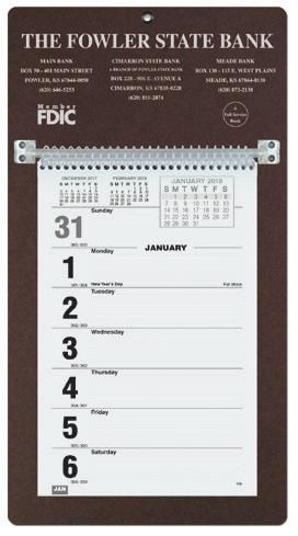 Standard Features: Durable single rod design to prevent breakage. Calendar Sheets: Week at a glance with room to write.