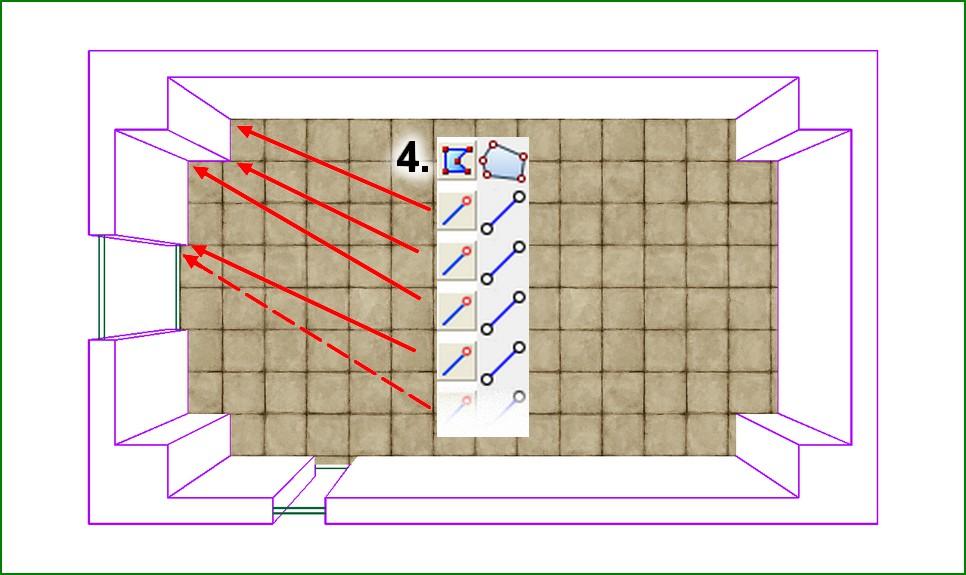PROBLEM: Due to the small amount of space between the front of the main door and the walls, and because fill styles are applied from the top and the left, the embedded grid of this fill style looks