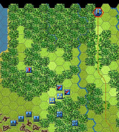 Click the cavalry s line in the dialog and then ok. Your cavalry reinforcements will appear on map at hex 28,0 and these forces are now fully ready for orders.