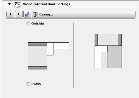 Uncheck Outside Casing and Inside Casing Dimension Marker: No Marker Overview of Door Settings - Door Library o Internal Doors Style of Door: D20 - Anchor Point o Side 1 - Nominal Door Size and