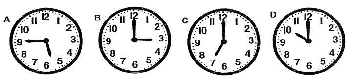 What kind of angle (acute, obtuse, right) is made by the hands of these clocks.