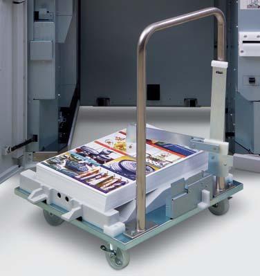 Holds 2000 sheets in a wide range of weights. Oversized High-Capacity Feeder. Ideal for signature booklets and other high-end applications. Offset Catch Tray. 500 sheet stacking. Advanced Finisher.