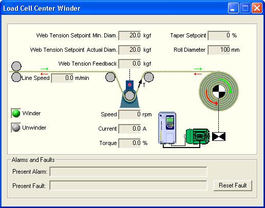 Monitoring Dialogs 7 MONITORING DIALOGS It is possible, through the WLP, to monitor and change the load cell center winder applicative parameters. Table 7.