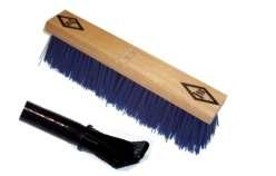 1124 - (24 ). 6/cs. 25 lbs. Brown Plastic Street Brooms 5-1/4" trim. 3.5 wide hardwood block. For coarse sweeping jobs.