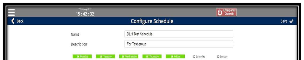 Adding a Schedule with a DLH event 1. Configure Schedule a. Go to Configure Schedule s page b. Select Add Schedule Icon i. Name Schedule ii. Give Schedule a description c.