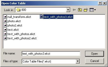 5. From the Brightness and Contrast Control main window, select File>Acquire. 6. Feed the document you have selected to use as a starting point to create your custom color table.