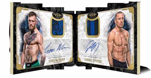 Knockout Autographed Relics Up to 35 subjects featuring UFC legends, veterans and debuting athletes with relic pieces and an autograph.