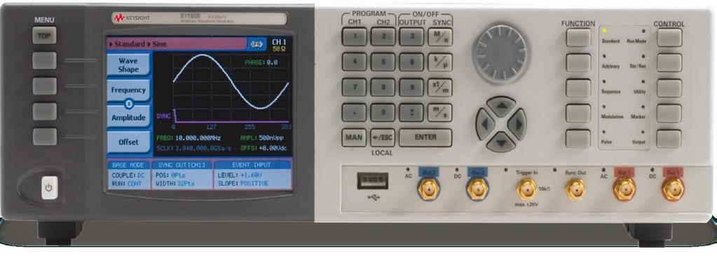 The 81180B arbitrary waveform generator offers convenient features that make your test easier Function