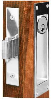 1/2 SET: 13.EP001 Entry Pocket Door Lock with Key outside and flush lever inside; MINIMUM DOOR THICKNESS: 1 3/4 ; Backset 2 1/2 SET: 13.