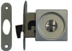 flush escutcheons with thumb-turn and indicator; MINIMUM DOOR THICKNESS: 1 5/8 or