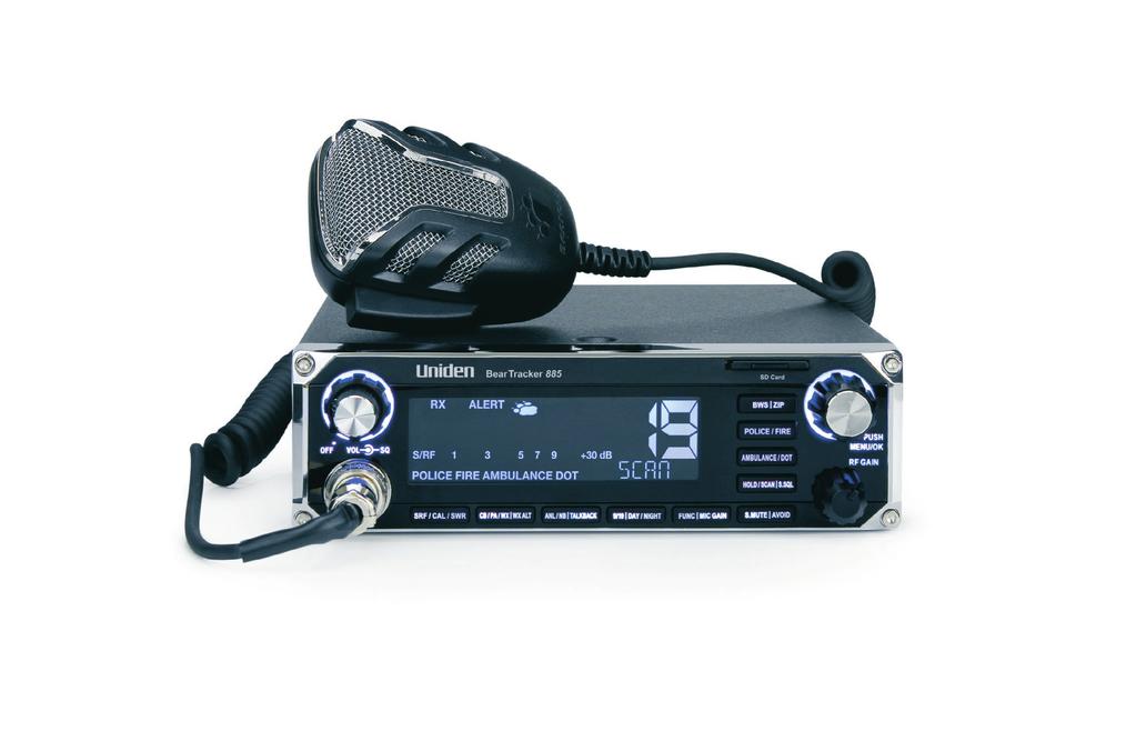 BearTracker 885 Hybrid CB Radio/Digital Scanner with BearTracker Warning System 40-Channel CB 7-Color LCD Display Weather Alert PA Function