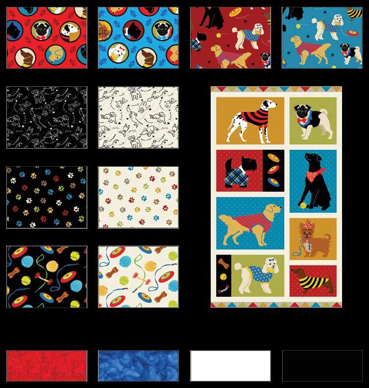 Project Dog Run Quilt 2 inished Quilt Size: 50 x 61 abrics in the Project Dog Run ollection Dog aces in ircles - Red 8013-88 Dog aces in ircles -