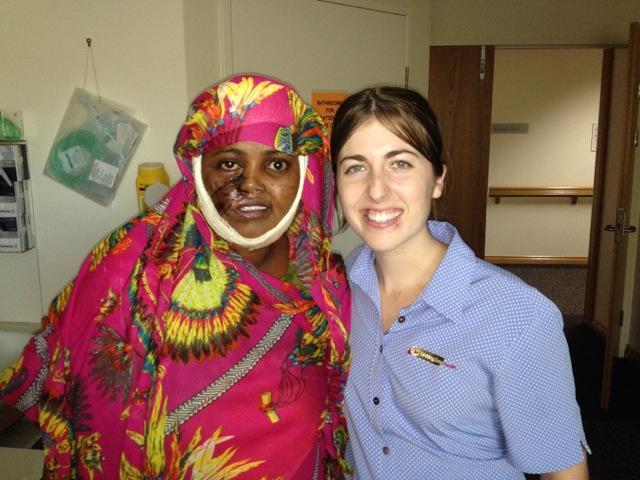 AYAN UPDATE This photo of Ayan with one of the wonderful Wesley Hospital nurses caring for her, was taken Tuesday morning. Look at Ayan's beautiful eyes and glance at her ever-widening smile!