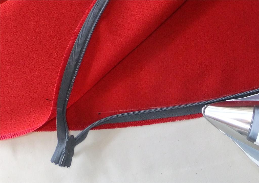 Sew the Second Tape B Match the zipper stop to the horizontal marked line and the