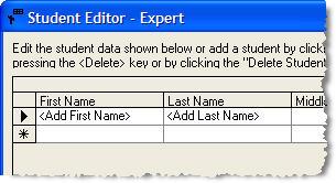 Adding Students in the Student Editor - Expert Mode To add a student, click the button.