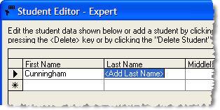 Click on the words <Add First Name> in the First Name column and type in the student s first name.