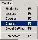 Chapter 7 Modifying Classes The Modify Classes category allows the administrator to create classes and assign students and courses to a class.